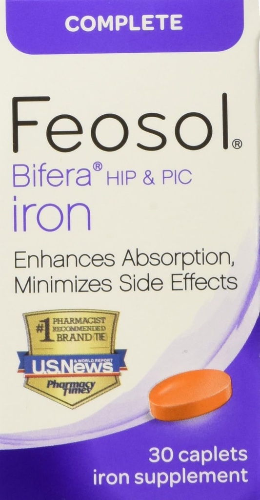 Feosol Complet avec Bifera Fer 30 Caplets (3 Pack)