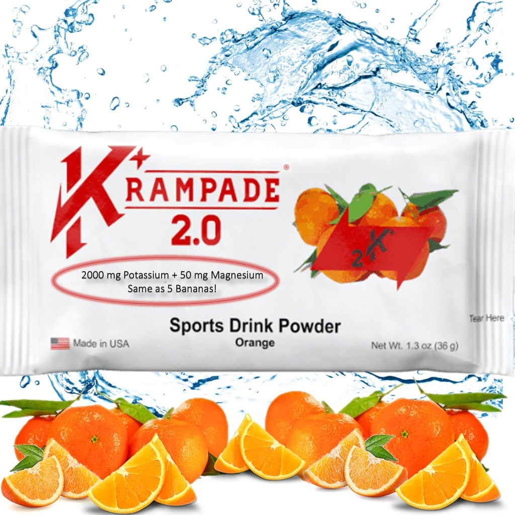 Krampade Potassium supplément de magnésium électrolytes en poudre - 50 mg Mag + 2000 mg K, >2X plus que l'eau de coco