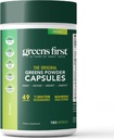 Greens First PRO Phytonutriments Capsules - 30 portions - 54 Superaliments, fruits et légumes biologiques antioxydants - Prébiotiques, probiotiques et enzymes digestives - Produits laitiers et sans blé, non-OGM - 180 capsules
