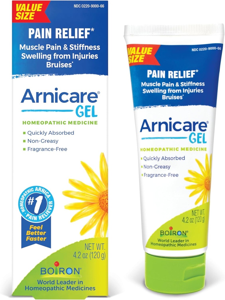 Boiron Arnicare Gel pour soulager la douleur articulaire, la douleur musculaire, la douleur musculaire et l'enflure des ecchymoses ou des blessures - Non gras et sans parfum - 4,2 oz