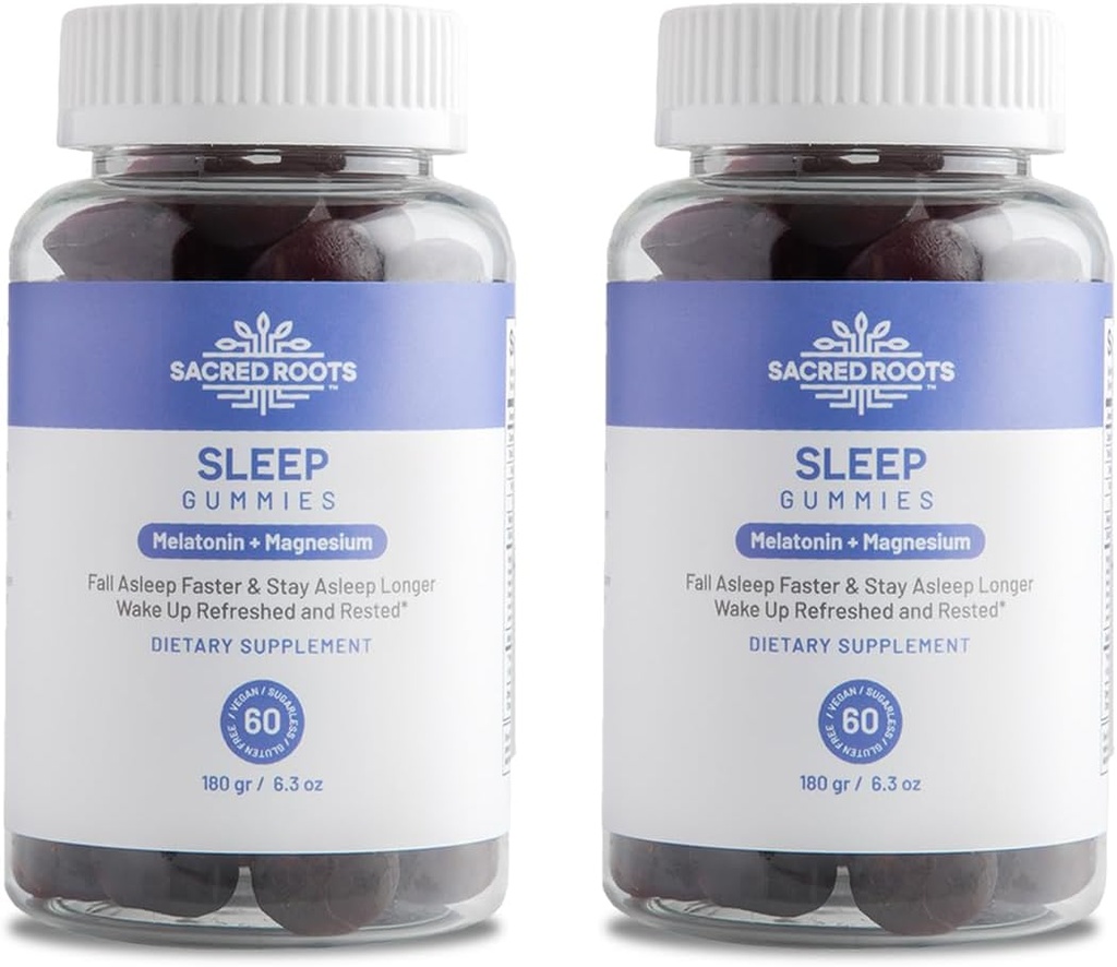 Gummies de sommeil - Sans sucre Mélatonine Gummies avec Magnésium pour le soutien du sommeil - Mélange botanique d'ingrédients naturels - Keto, végétalien, non-OGM et sans gluten - Fabriqué aux États-Unis (60 portions)