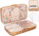 FYY Weekly Pill Organizer with labels,8 Compartiments Travel Daily Pill Case Etanche à l'humidité Grande boîte à pilules pour tenir les vitamines, huile de poisson, suppléments, swab de coton et bandages-Brown