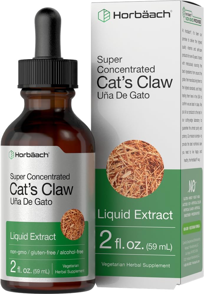 Horbäach Chats Griffe Extrait d'herbe Teinture de 2 fl Oz. Sans alcool.