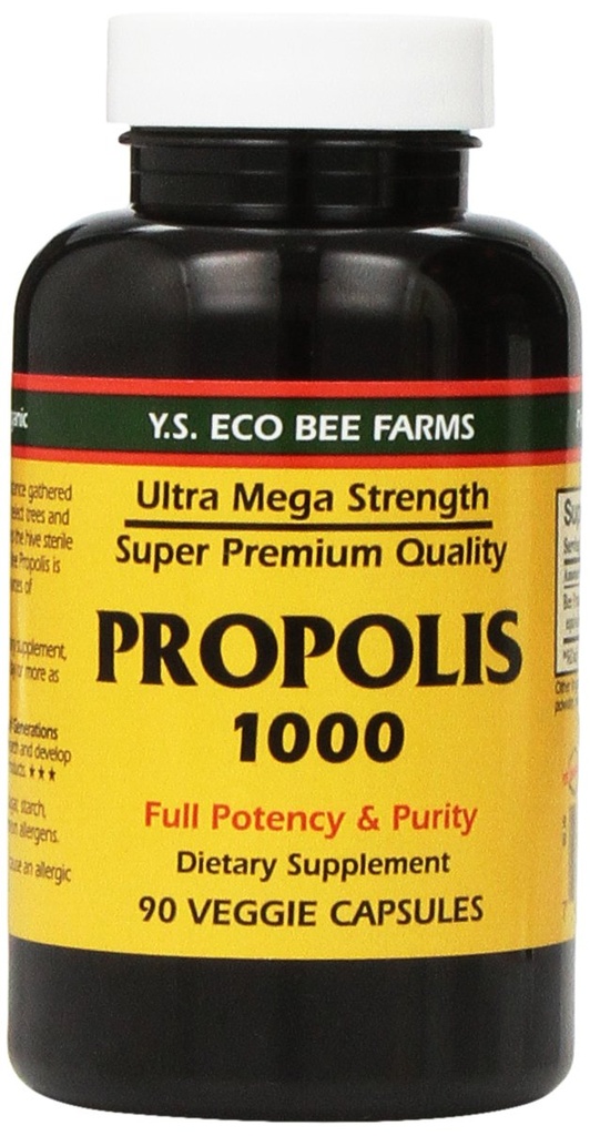 Propolis-Raw Non traité 1000mg Y.S. Fermes d'abeilles biologiques 90 Caps, boîte de 2
