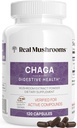Véritables champignons Capsules de champignons Chaga – Poudre d'extrait de chaga biologique avec poudre d'extrait pour le bien-être et le soutien énergétique – végétalien, non OGM, 120 capsules – supplément de champignons biologiques