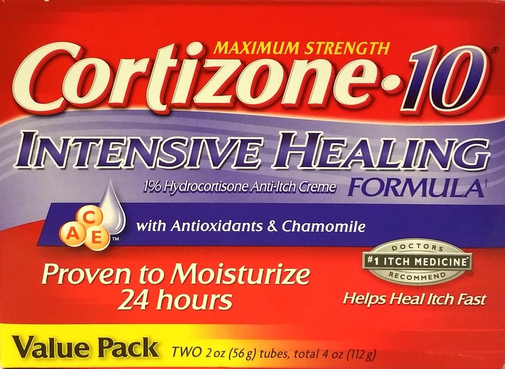 Cortizone-10 Max Strength Cortizone-10 Formule de guérison intensive avec antioxydants et camomille, deux tubes de 2 onces