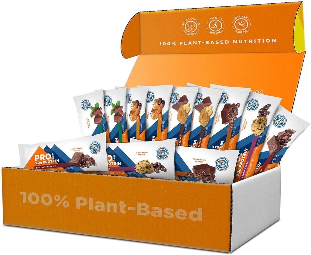 PROBAR - Barre de PROTEIN, lot de variétés, non-OGM, sans gluten, saine, végétale, ingrédients alimentaires entiers, énergie naturelle (12 comte) - saveurs mai Vary