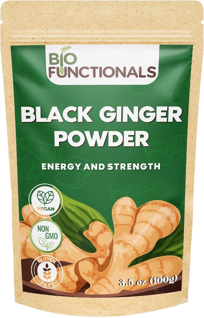 Poudre de gingembre noir (3.5 Oz) Poudre de gingembre noir thaïlandaise Kaempferia Parvifora. Promotion de l'énergie et de l'endurance