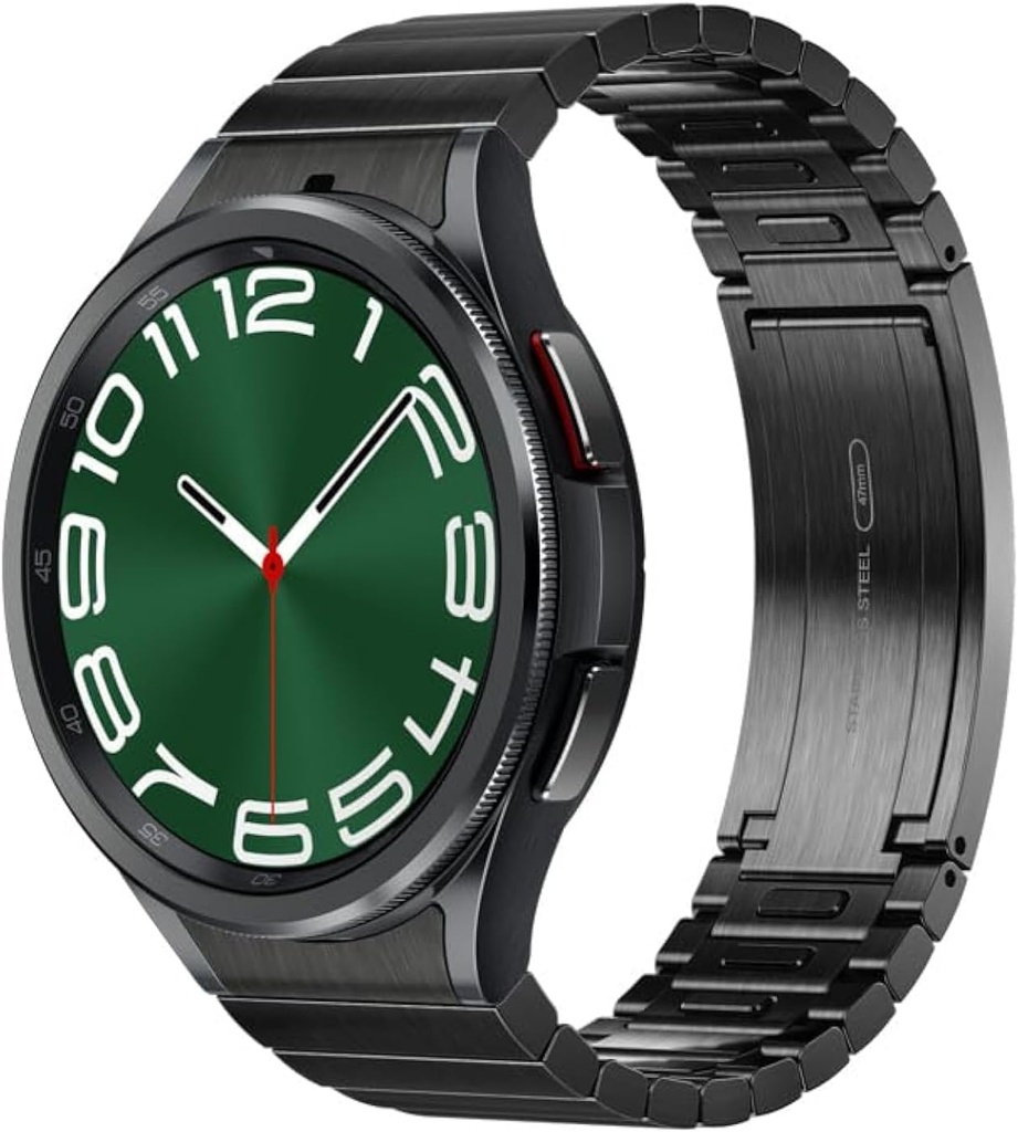 SAMSUNG Galaxy Watch 6 Bespoke Edition 47mm Exclusive Bluetooth Smartwatch, Santé, Fitness, Sommeil, Suivi de fréquence cardiaque, Batterie améliorée, Verre de cristal saphir, Version américaine, Bracelet de lien, Noir