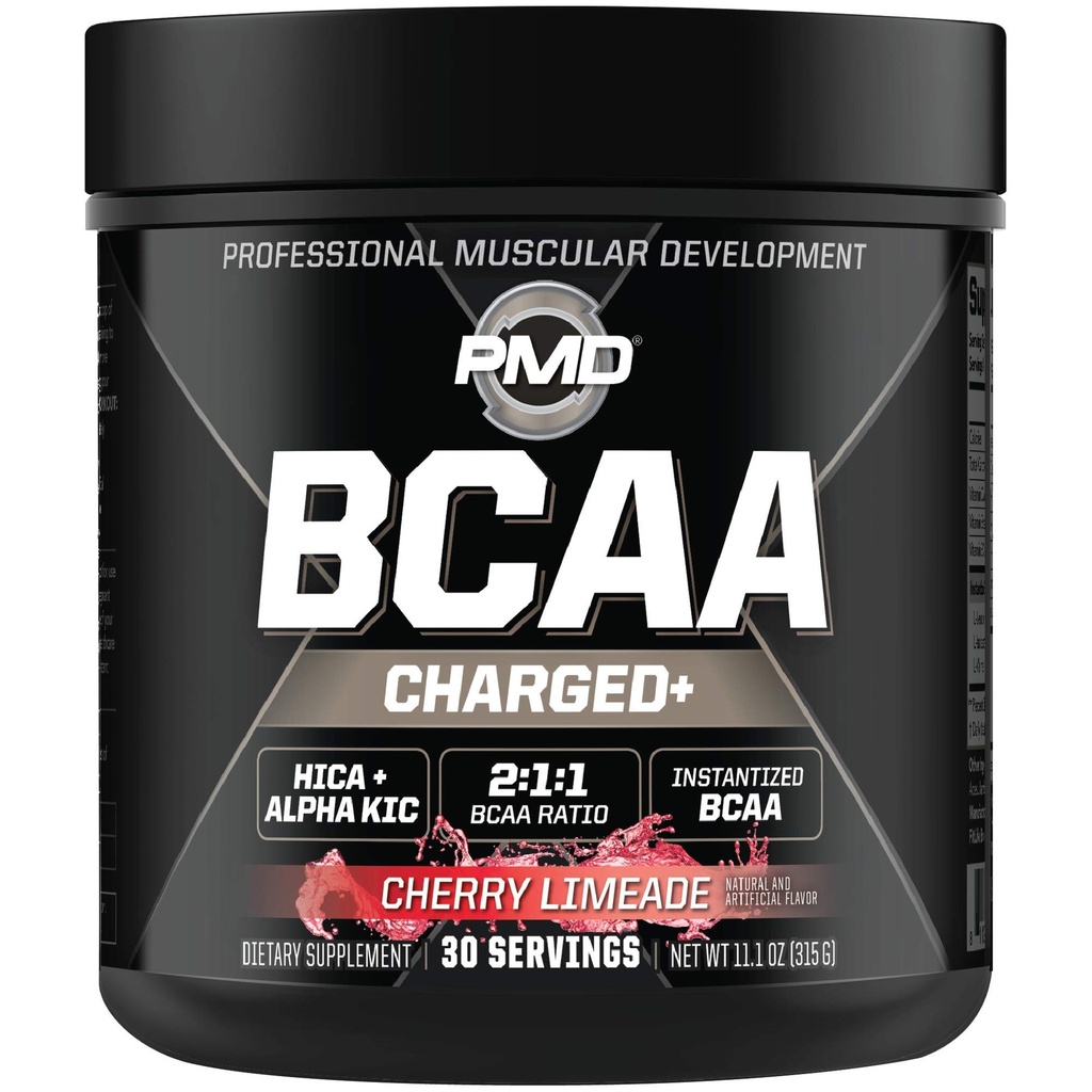 PMD Sports BCAA Charged Delicious Amino Acid Drink Mix pour la performance, la récupération, l'endurance et l'hydratation - Augmenter la fonction musculaire pour l'entraînement et l'énergie quotidienne – Cherry Limeade (30 portions)