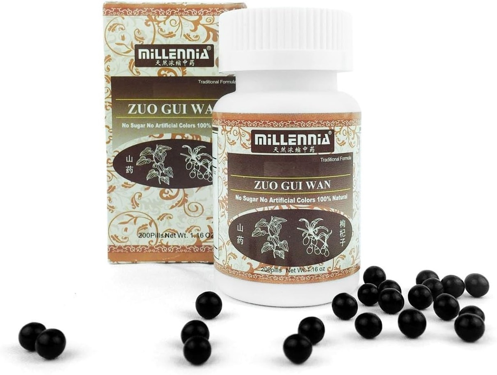 Pilules de supplément à base de plantes MILLENNIA - Zuo GUI Wan - 12 bouteilles (200 pilules/bouteille)