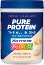 Pure Protéines poudre tout-en-un, Vanille - Whey & Collagène, Haute Fibre, Vitamines, Pas de sucre ajouté, Non-OGM, Sans gluten, 1,25lb