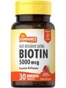 Sundance Dissolve rapide Biotine 5000mcg , 30 comprimés , B-vitamine essentielle , B-Vitamine , Flaveur de baie naturelle , Végétarien , non-OGM , et supplément sans gluten