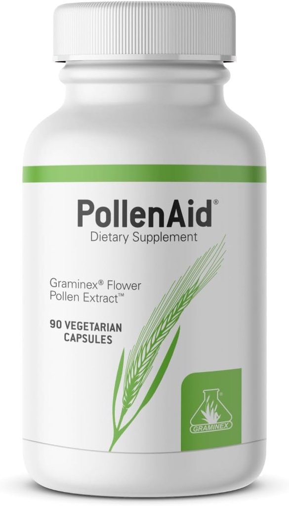 Graminex PollenAid Prostate Supplement: All Natural Prostate Support for Bladder Control & Urinary Tract Health, Extrait de Rye Pollen fabriqué aux États-Unis, 90 Capsules végétariennes