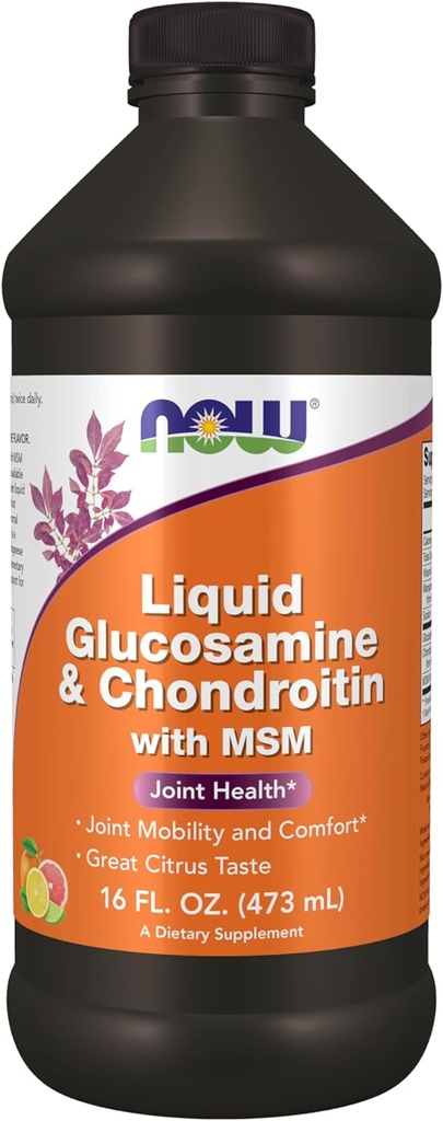 MAINTENANT Suppléments, glucosamine et chondroïtine avec MSM, liquide, santé articulaire, mobilité et confort*, 16-Ounce
