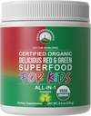Kids Greens and Reds Superfood Powder. Best Tasting Organic Vegan Super Food Juice with 25+ Real Fruits and Vegetables. Gluten Free Real Food Vitamins. Green and Red Superfoods Supplement for Children