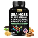 Sea Moss Black Seed Oil Ashwagandha Bladderwrack Burdock Root Turmeric & Vitamin C D3 Elderberry ACV Black Pepper - Multimineral Supplement - 60 Count