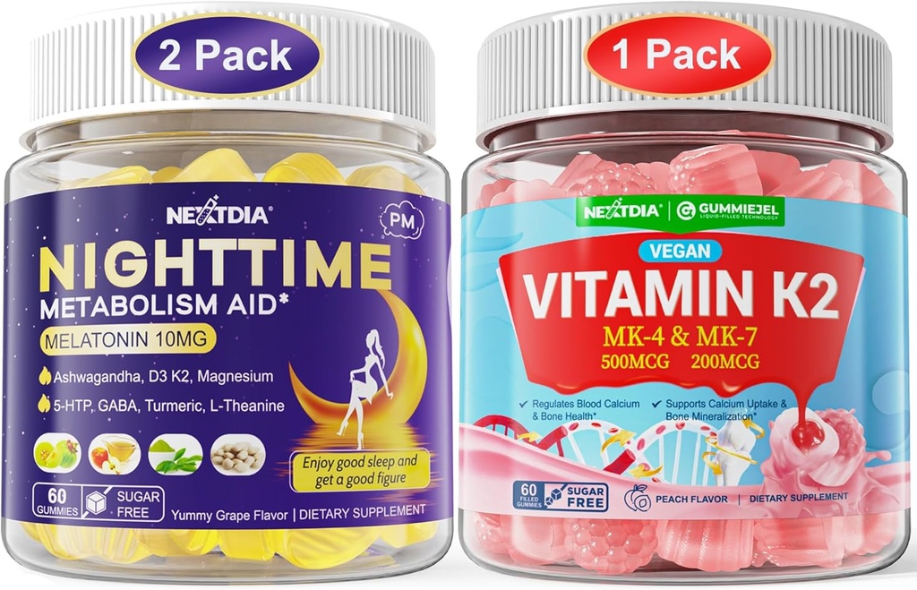 Ensemble: Mélatonine 10mg 20mg et vitamines K2 Gommies