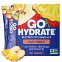 GoHydrate Powder Packets d'hydratation instantanée - faible teneur en sodium électrolytes boisson mélange - Natural Hydratation Support, sans sucre électrolyte boisson en poudre aromatisée avec vitamine D, 30 paquets, punch de fruits