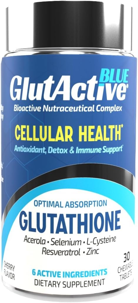 Bleu 800mg=Glutathion=Antioxydant, augmentation de l'immunité et de l'énergie – Detox & AntiAging, Cysteine, Sélénium, Zinc, Resvératrol, Acerol (VIT-C). C'est chiant. 30ct