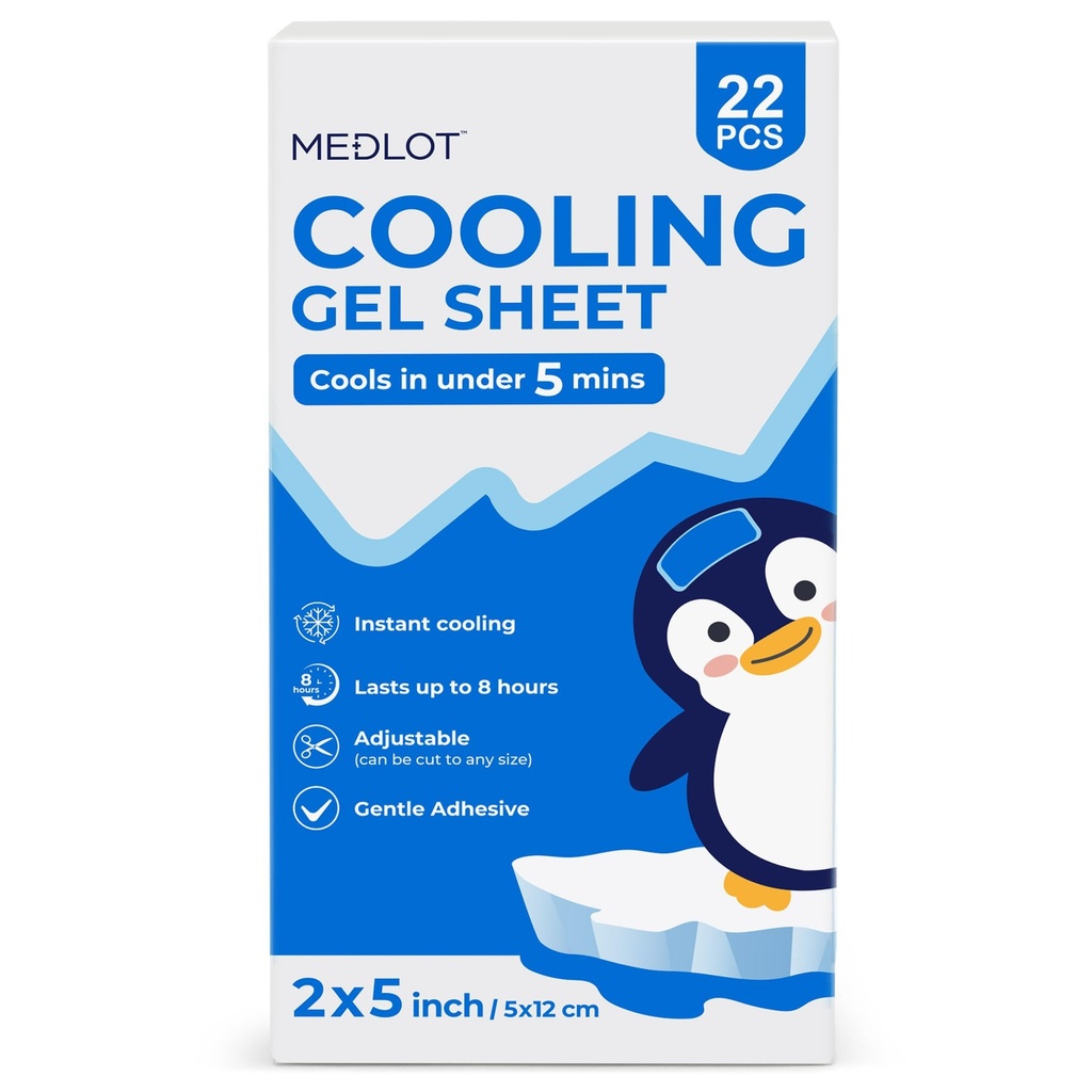 LotFency Fever Patch pour les enfants, 22 feuilles, Réducteur de fièvre, Baby Cool Pads, Gel Cool Patch pour la fièvre, soulagement des maux de tête, 4,7 x2 pouce
