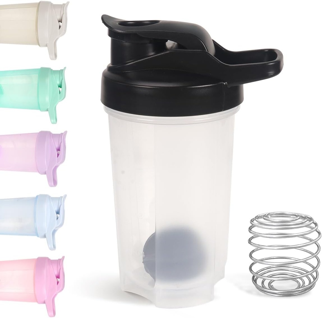 D.Y.A 16oz shaker bouteille, fuite preuve de sport tasses de shaker pour les shakes de protéines, bouteille de shaker pour pré entraînement et voyage à aller, BPA gratuit et facile propre bouteille de shaker de protéines, noir