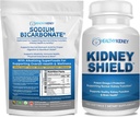 Supplément bio bicarbonate de sodium Alkaline: 1LB Poudre pour alcalinité, Neutralisant acide et soutien au rein + 120 capsules Bouclier rein pour la santé du rein, nettoyage et Omega 3