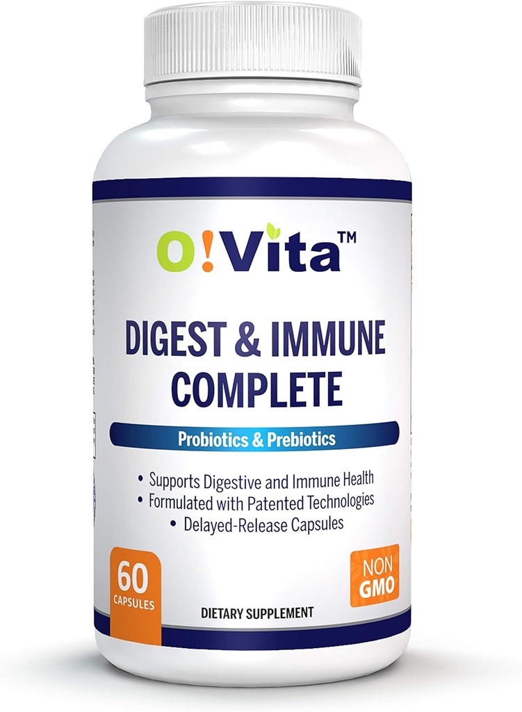 Probiotiques et prébiotiques complets pour les femmes et les hommes, soutient la santé digestive et gustative, soutient l'absorption des nutriments et la santé immunitaire (60 capsules non OGM)