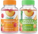 Magnésium Lifeable 85mg + Ginseng Panax, Gommies Bundle - Grande dégustation, supplément de vitamine, sans gluten, sans OGM, gommy à croquer