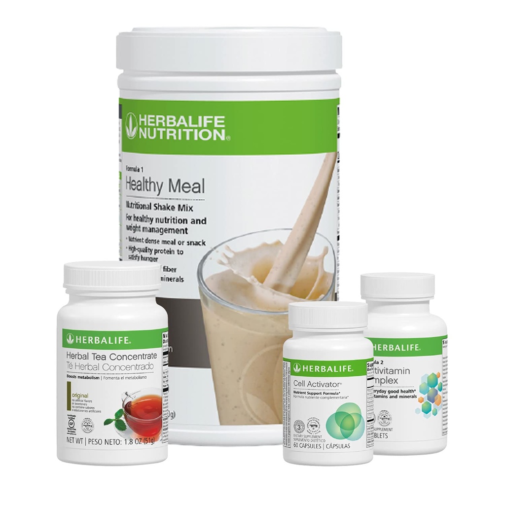 HERBALIFE Quickstart Cookies 'n Cream Kit: Formule 1 Mélange de Shake Nutritional, Formule 2 Complexe Multivitamine, Formule 3 Activateur de Cellules, Thé Herbal Concentrate stimule le métabolisme