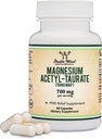 Magnésium Acetyl-Taurate (ATA MG, TauroMag) Forme nouvelle et brevetée de magnésium pour le SPM et le soulagement de la crampe (60 capsules, 350mg) Supplément de magnésium de soulagement de SPM par des suppléments en bois double