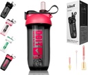 Bouteilles de shaker de litex pour les shakes protéiques, Bouteille de shaker de mélangeur de 26oz pour pré-entraînement, Bouteilles de shaker avec paille, Bouteilles de mélange Tritan sans BPA pour poudre de protéines, avec pinceau de tasse et instructions (Rose rouge)