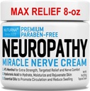 Neuropathie Nerve Relief Cream - Premium Nerve Cream 3X Action pour un soulagement ciblé et un confort apaisant de la nerve - Force maximale avec 4% de menthol, MSM pour les pieds Jambes orteils et dos - Super Large 8 Oz