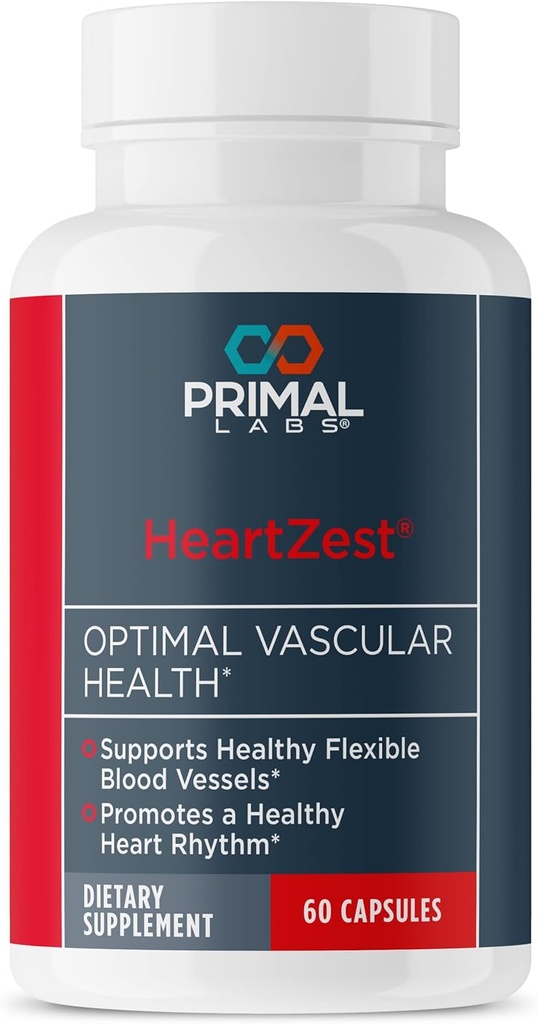 Primal Labs HeartZest - pour la santé cardiaque - Formule Vitamine D3 & K2 - 60 Capsules