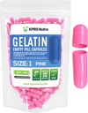 XPRS Nutra Size 1 Empty Capsules - 100 Count Empty Gelatin Capsules - Pills for DIY Capsule Filling - Pure Bovine Pill Gel Caps for Do-It-Yourself Supplements (Pink)