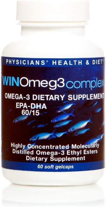 WINOMEG3complexe 60/15 EPA - DHA Pharmaceutical-Grade Omega 3 (60 Count/30 portions) 1080mg EPA