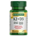 Nature=S Supplément de vitamine D3 K2, 4000 UI Vitamine D3 plus 100 μg de suppléments de vitamine K pour adultes pour le soutien du coeur et des os, 30 jours d'approvisionnement, 30 capsules végétariennes