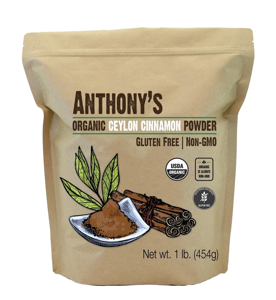 Ceylan biologique d'Anthony en poudre de cannelle, 1 lb, sol, sans gluten, non irradié, non OGM, Keto Friendly
