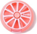 Pill Organizer Travel Pill Container 7 Compartments Weekly Pill Box Round Daily Cute Pill Case for Pills Vitamin Fish Oil Supplements Container (Pink)