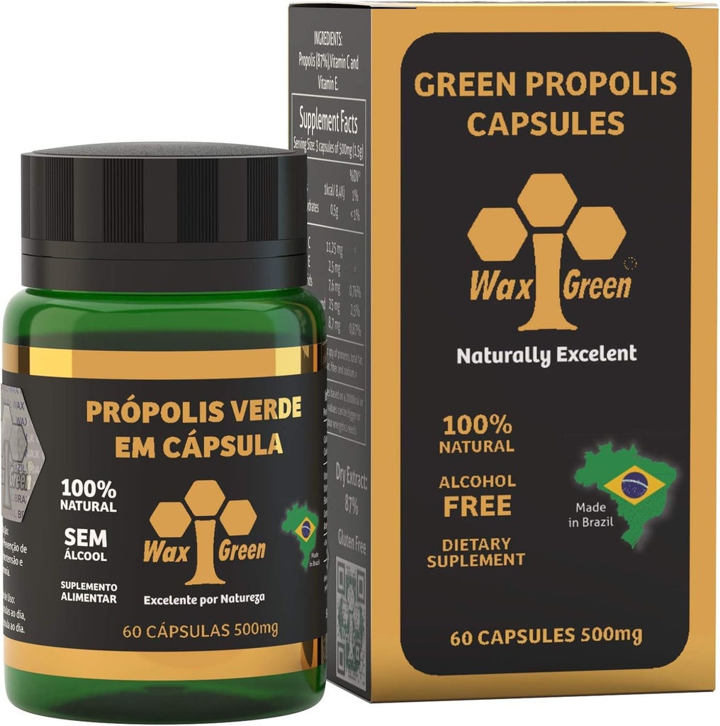 4 boîtes de propolis d'abeille verte de cire 500mg (60 capsules)