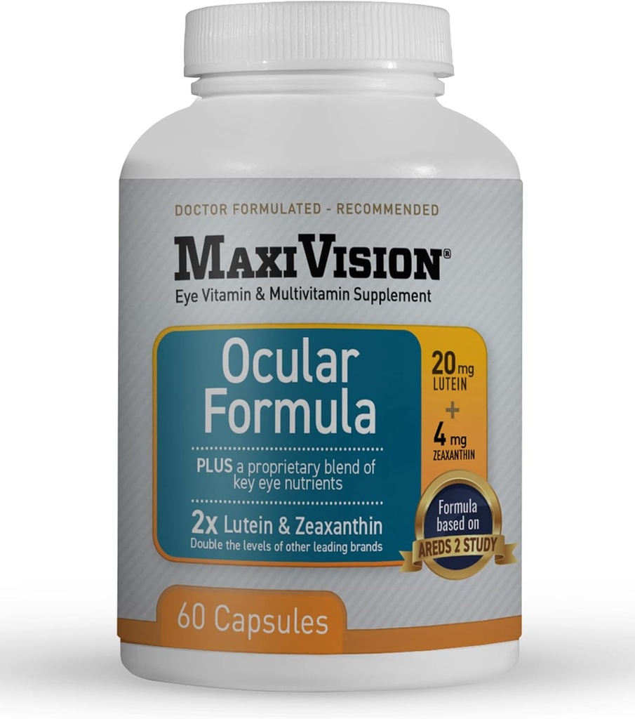 MaxiVision® formule oculaire - AREDS2 - Vitamines oculaires et multivitamines - Lutéine et Zeaxanthin - 1 bouteille (60 capsules)