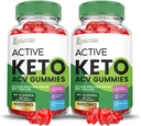 (2 Pack) Actif Keto ACV Gummies Formule avancée 1000MG ActifKeto Keto Gummies vinaigre de cidre de pomme formulé avec le jus de betterave grenade poudre B12 végétalien non OGM 120 Gummys