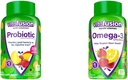 Suppléments gommy probiotiques de Vitafusion, framboise, pèche et mangues et vitamines oméga-3 gommy, limonade aromatisée, vitamines de santé cardiaque(1) avec oméga