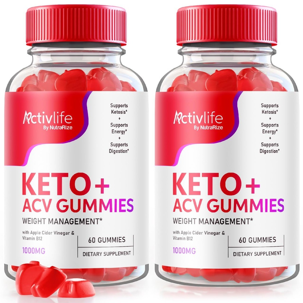 NutraRize (Pack of 2 ActivLife Keto + Gommies ACV pour la perte de poids avancée, Formule avancée, Commentaires (120 Gommies)