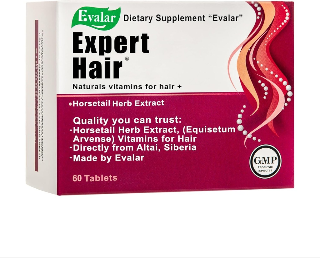 Evalar Expert Hairtail Herbe Equisetum Arvense Extrait Sibérie Altai w Vitamines 60 Tabs