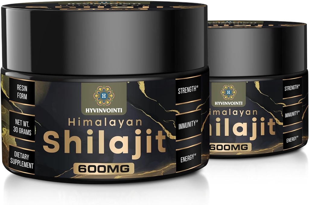 600mg Shilajit Pure Himalayan Organic Shilajit Resin-Shilajit Grade d'or biologique,100% Pure Organic Shilajit pour l'énergie et le soutien immunitaire,Rich in Fulvic Acid et 85+Trace Minerals,2 Pack