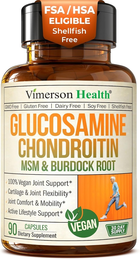 Glucosamine Chondroïtine MSM – Supplément de soutien conjoint pour les femmes et les hommes avec Glucosamine Sulfate 1500 mg, Chondroïtine et MSM – pour Cartilage, Santé articulaire et Flexibilité – 90 Capsules, Vegan