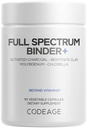 Codeage Binder + Systemic Binder Supplement - Activated Charcoal Pills, Bentonite Clay Mineral Powder, Fulvic & Humic Acids, Molybdenum, Carbon Forms - 90 Capsules