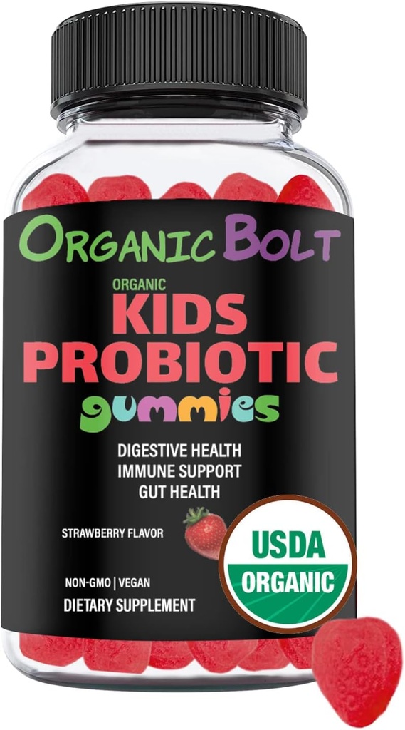 USDA Probiotiques pour enfants biologiques et végétaliens Gommies 30 portions, 2,5 milliards UFC, sans gluten et sans gélatine
