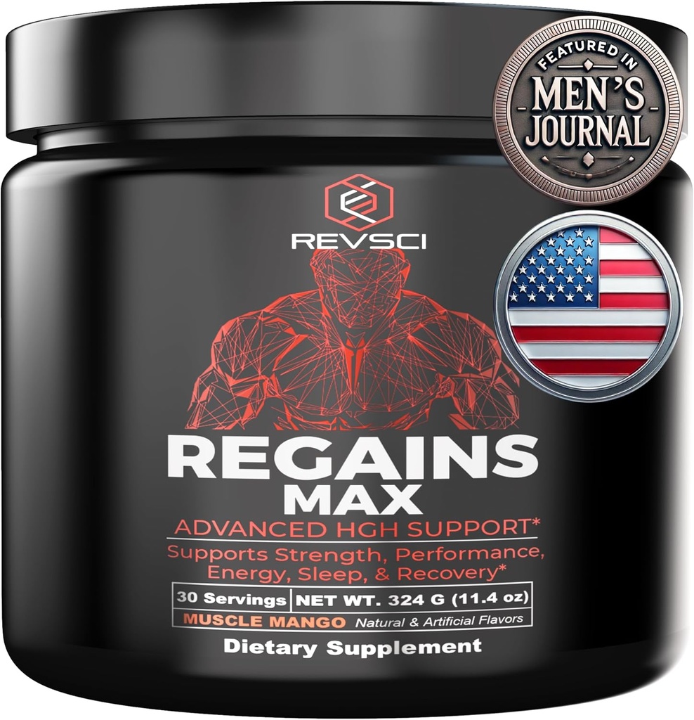 Suppléments HGH pour les hommes et les femmes, REVSCI Regains Max Amino Acides Supplément, Poudre de récupération post entraînement, Récupération des muscles anabolisants et constructeur de muscles pour les hommes, supplément HGH Hormone de croissance humaine